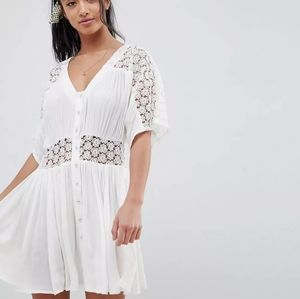 ASOS White Floral Lace Insert Dress